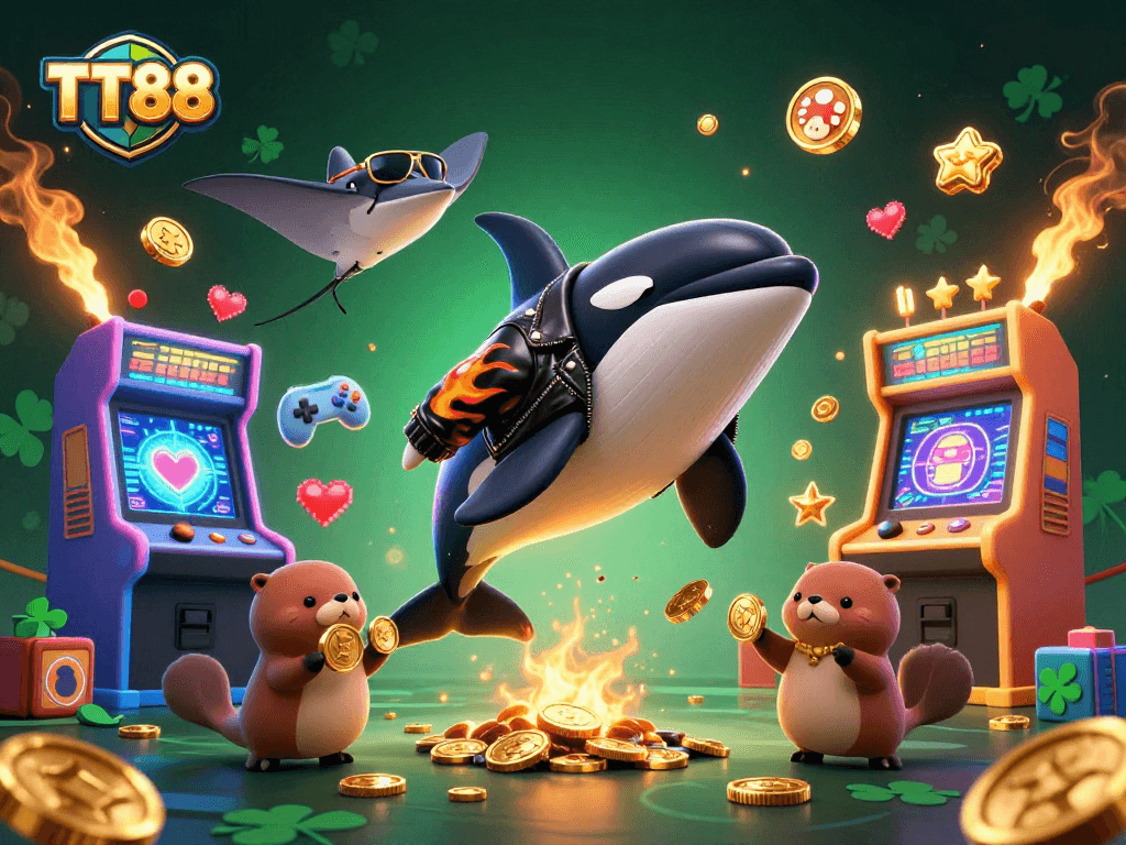 Engage with the thrilling games at TT88 while enjoying a vibrant 3D rendered scene filled with excitement.