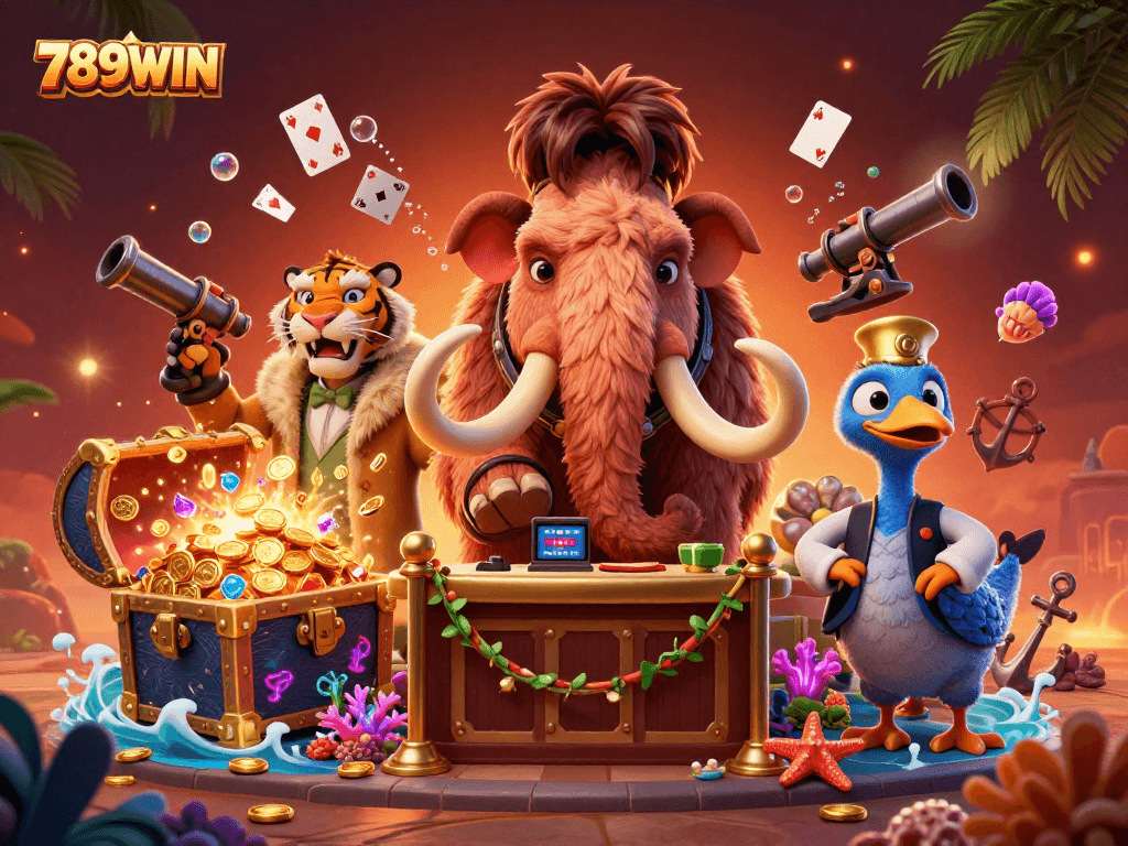 Experience excitement at 789WIN with a vibrant casino scene featuring a bouncer, VIP guest, and doorman.