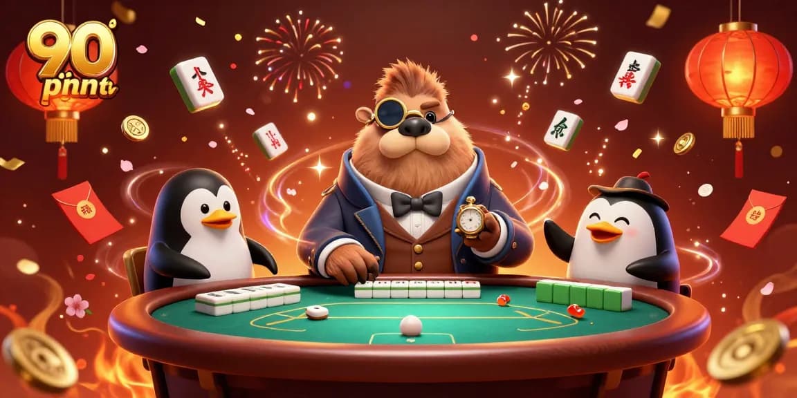 Experience thrilling poker action at 90 phút tv with vividly illustrated characters and festive elements.