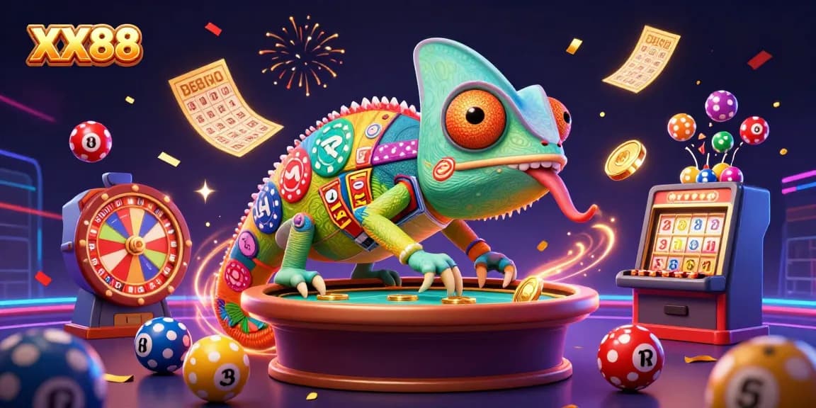 Join the dynamic XX88 casino experience with a vibrant illustration of winning opportunities and excitement.