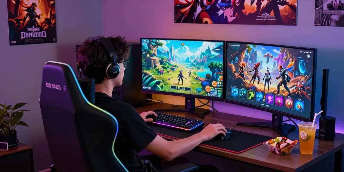 Player enjoying an adult game on a premium gaming setup, highlighting immersive fantasy elements.