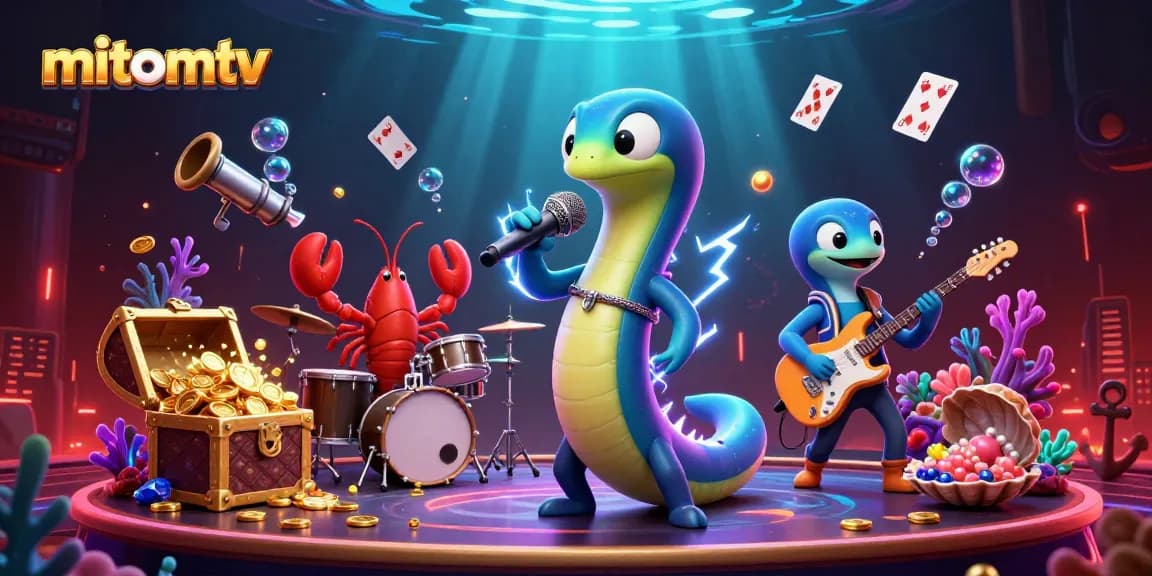 Catch thrilling moments at mitomtv, where an electric eel DJ and his band light up the underwater casino stage!