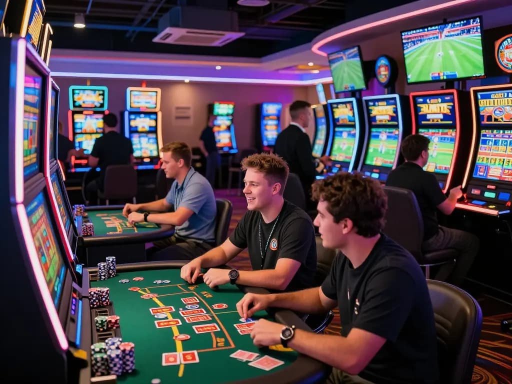 Engaging scene at trang chủ o8 showcasing players enjoying thrilling casino games in a vibrant atmosphere, celebrating wins and camaraderie.