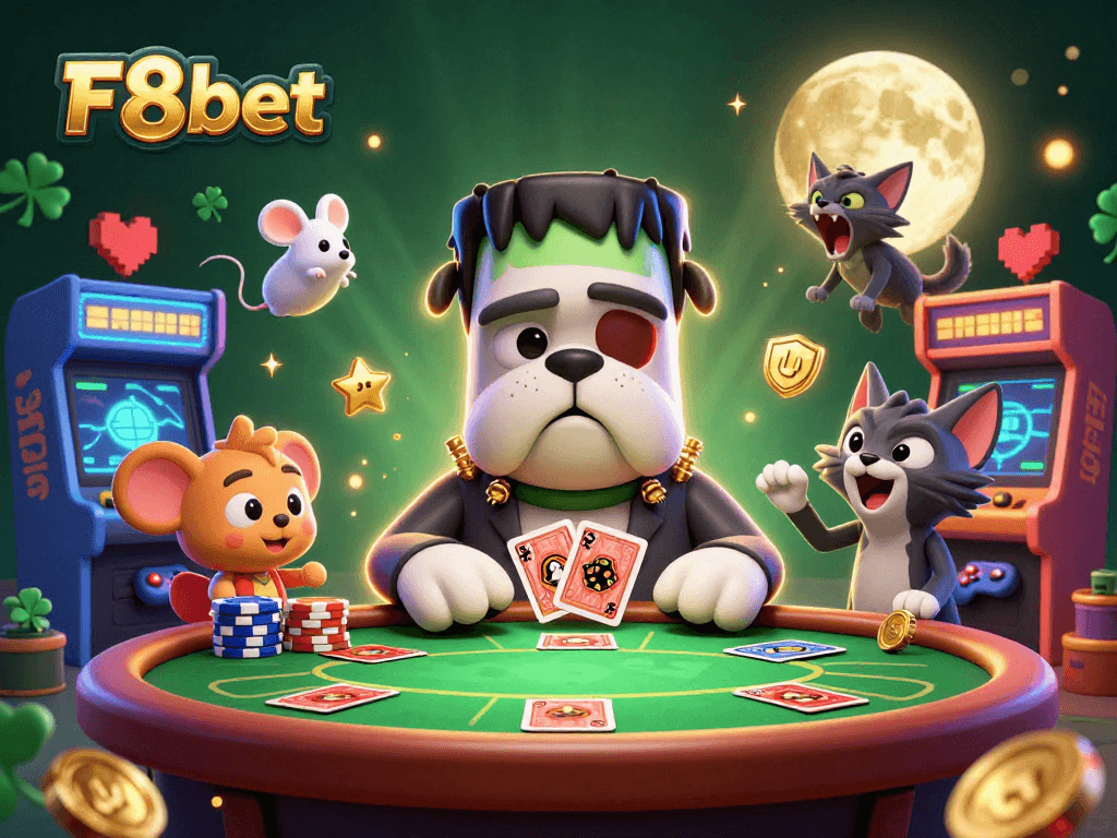 F8bet prepares players for poker success with strategies from a spooky casino scene.