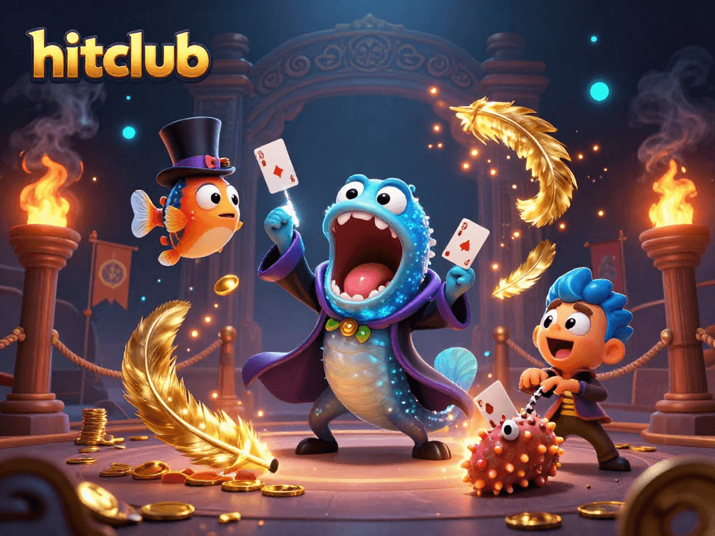 Experience thrilling gameplay with hitclub and magical casino elements in a vibrant 3D illustration.