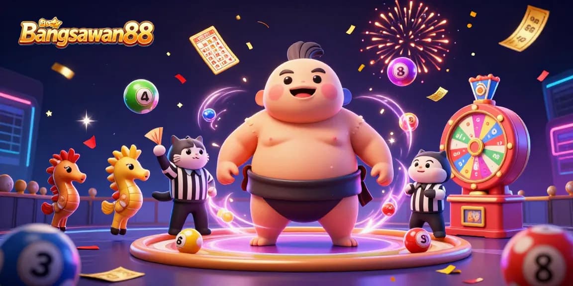 Bangsawan88 hosts a vibrant 3D underwater scene featuring animated characters celebrating in a casino-style lottery event.