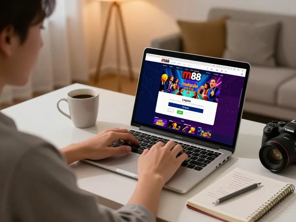 Engaging in online gaming with m88 malaysia login at home, focusing on strategy and play.