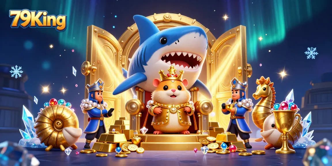 Experience the excitement of 79King with a vibrant 3D casino illustration featuring unique gaming icons.