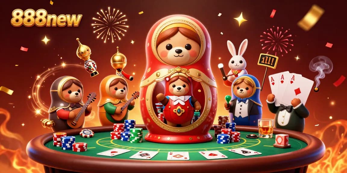 Win big with 888new at the vibrant poker table, as dynamic characters celebrate the thrill of casino gaming.