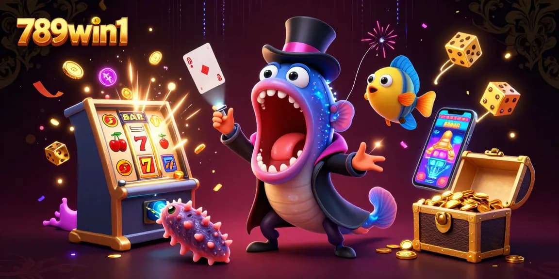 Experience exciting wins at 789win1 with a magic show scene featuring vibrant casino elements.
