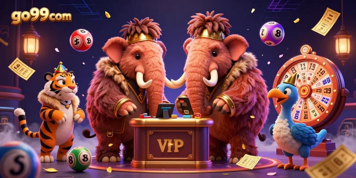 Experience thrilling gaming action at go99com with vibrant characters and dynamic lottery elements in an exciting casino setting.