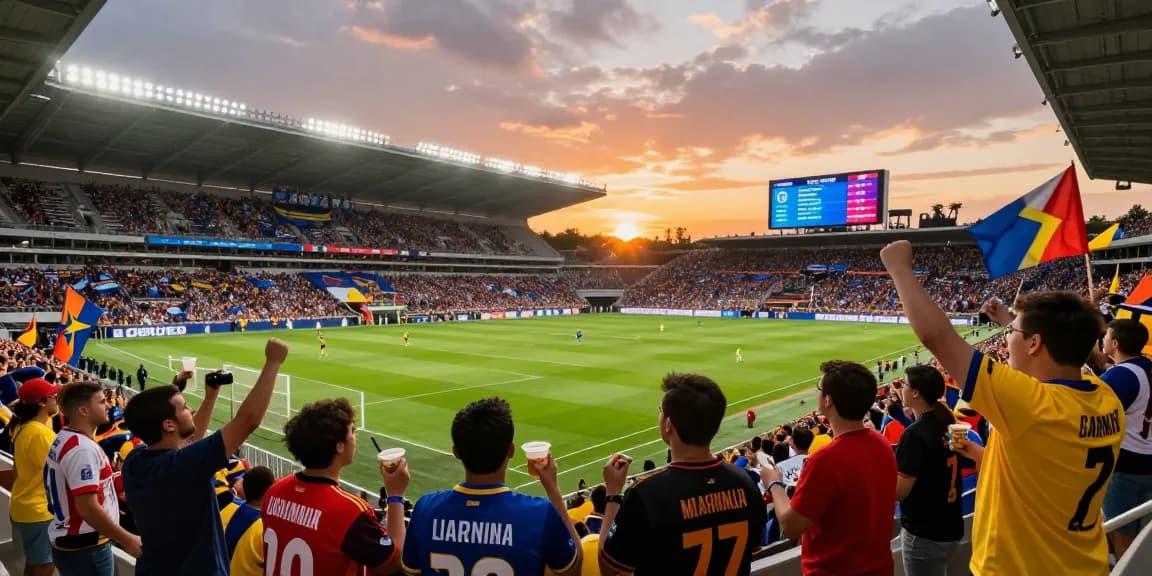 Engaging scene of fans at a football match showcasing Football betting Malaysia excitement with live betting odds.