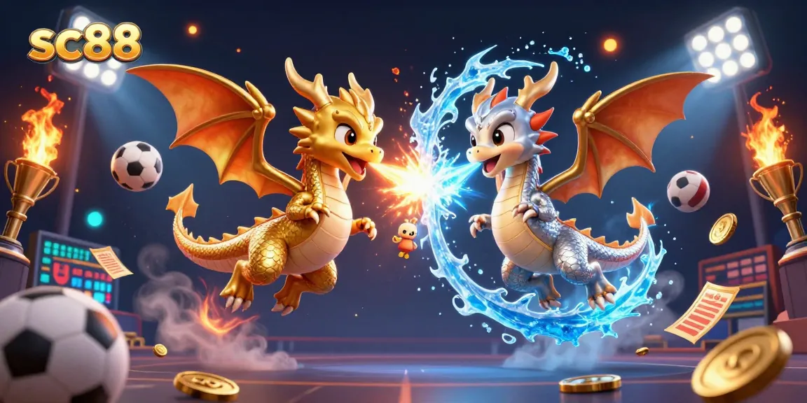 Experience the thrilling excitement of sc88 with dynamic dragons and vibrant sports elements in a magical casino scene.