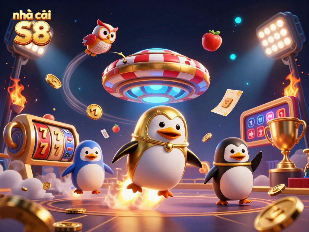 Experience thrilling gaming at nhà cái S8 with a dynamic 3D casino illustration.