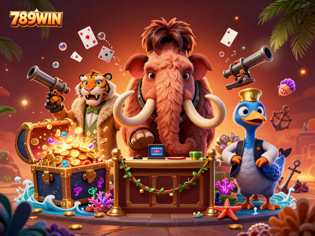 Experience excitement at 789WIN with a vibrant casino scene featuring a bouncer, VIP guest, and doorman.