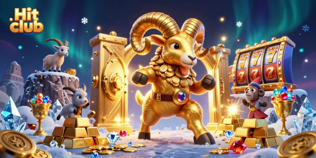 Experience the thrill of the Hit club casino with dynamic gold-filled action and vibrant 3D elements.