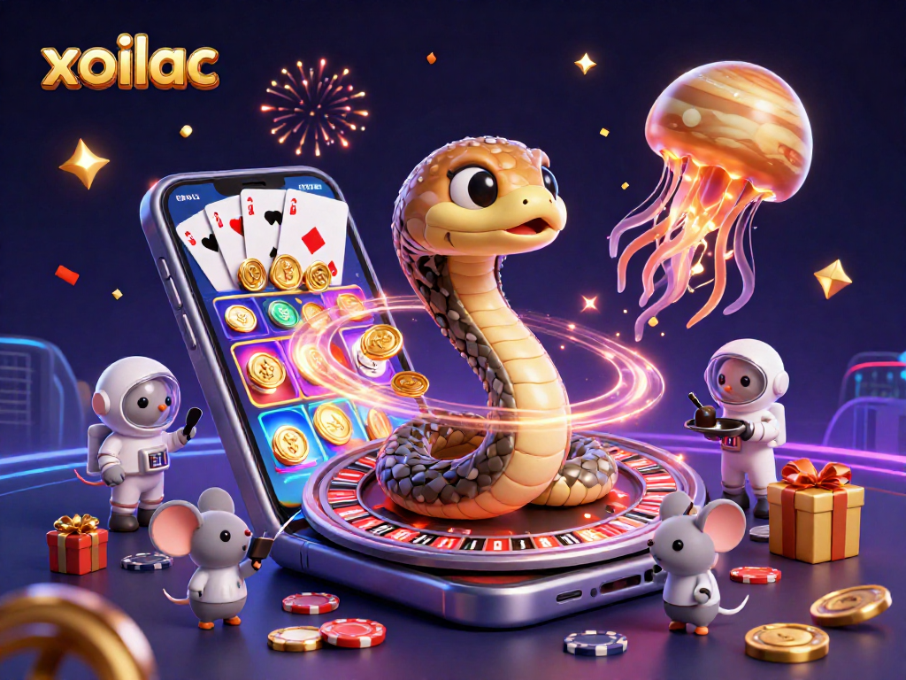 Spin with xoilac's interactive roulette, featuring cosmic characters and vibrant casino elements.