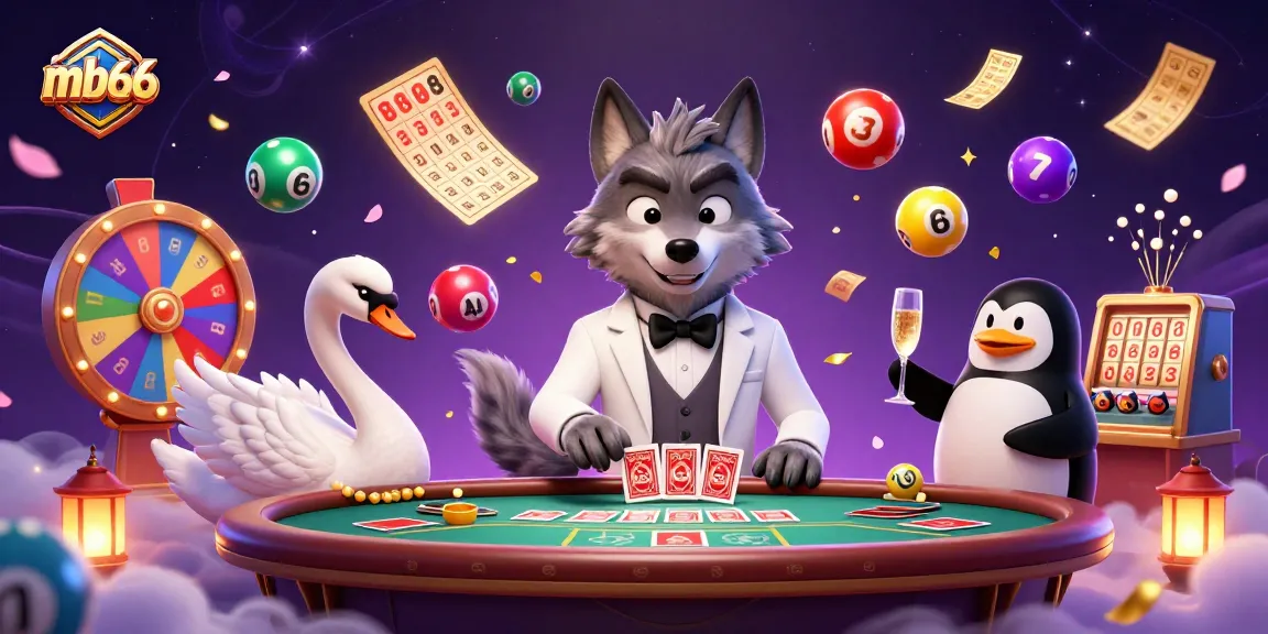 Experience exciting gameplay at mb66 with a debonair wolf, swan dealer, and penguin sommelier.