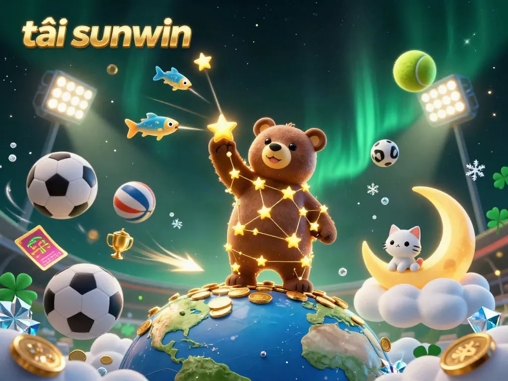 Engage in thrilling gaming with tải sunwin, featuring a magical constellation bear and dynamic casino elements.