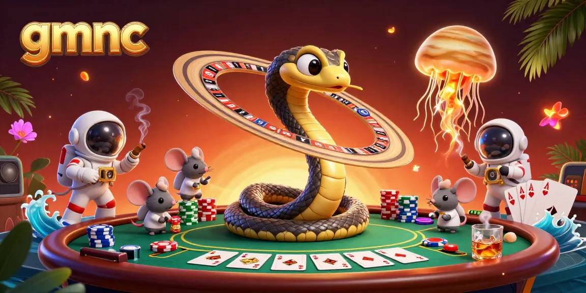 Betting on gmnc casino roulette with astronaut mice and cosmic dealer elements, vibrant space scene.