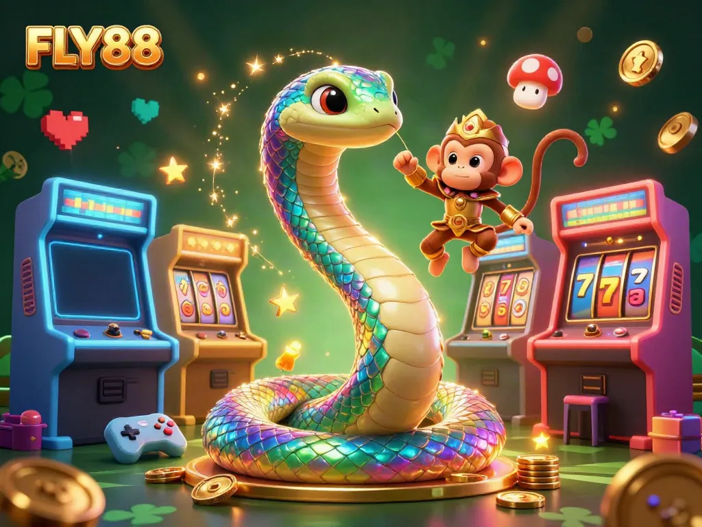 Experience exhilarating gameplay at FLY88 with a vibrant scene of fun characters amidst dazzling casino elements.