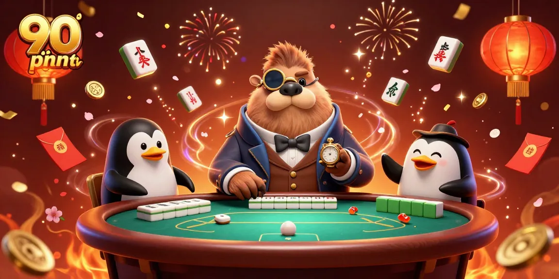 Experience thrilling poker action at 90 phút tv with vividly illustrated characters and festive elements.