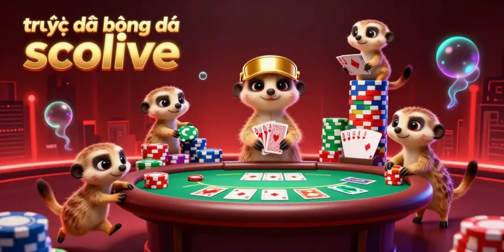 Experience high-stakes action in the world of trực tiếp bóng đá socolive with meerkat casino dealers and vibrant poker elements.