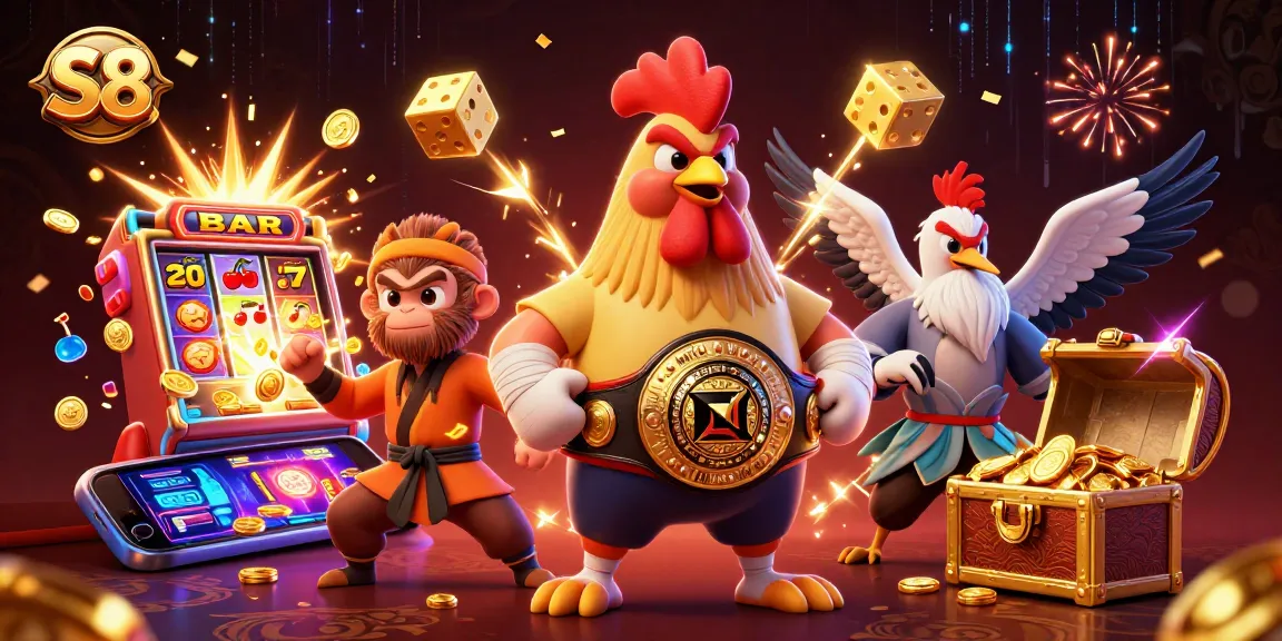 S8 engages players in thrilling casino excitement with a vibrant scene of gaming characters and elements.