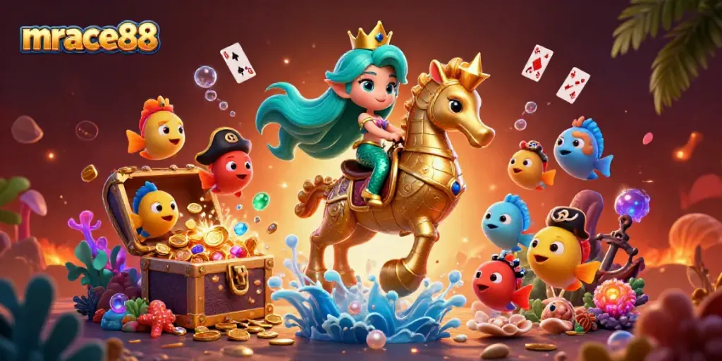 Experience thrilling gameplay at mrace88 with colorful characters in a dynamic casino scene.