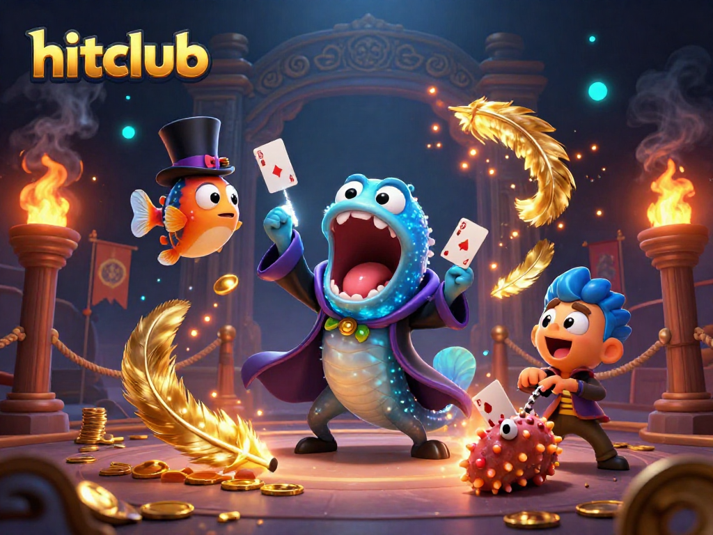 Experience thrilling gameplay with hitclub and magical casino elements in a vibrant 3D illustration.