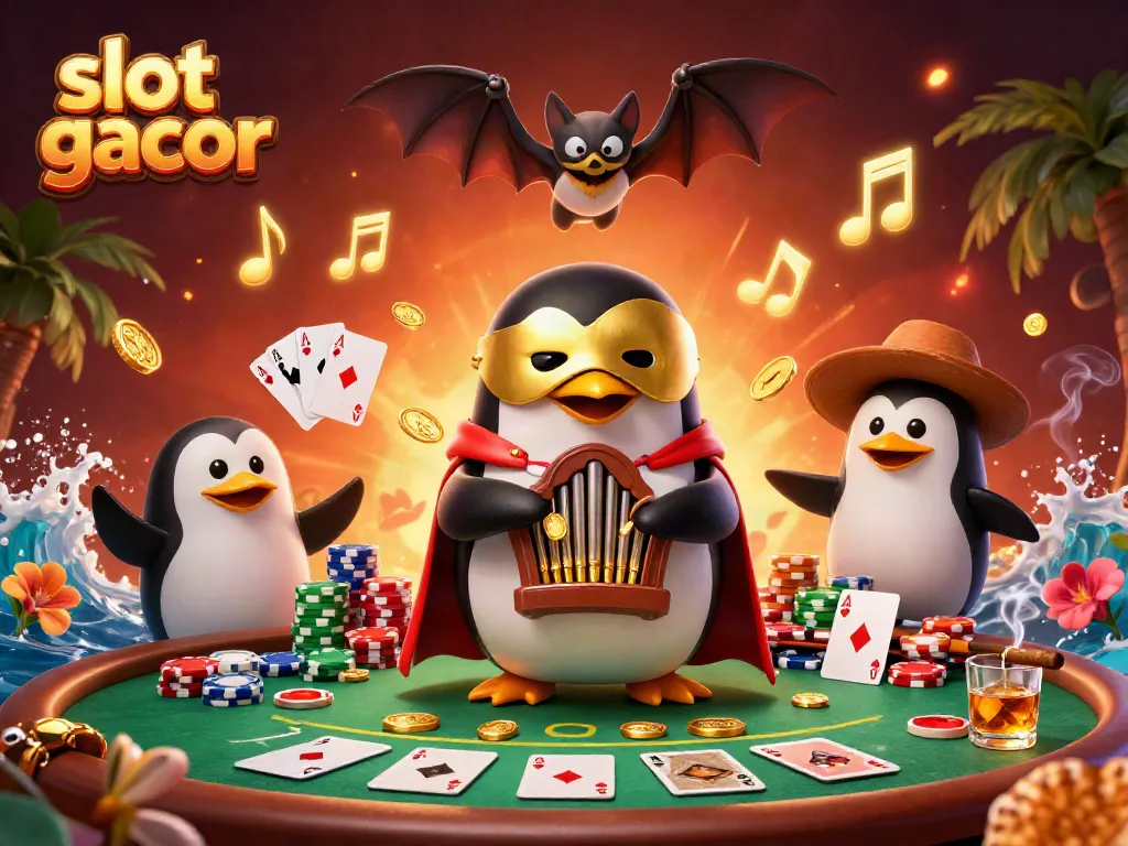 Slot gacor mempersembahkan ilustrasi mencolok dengan permainan kasino yang dinamis.