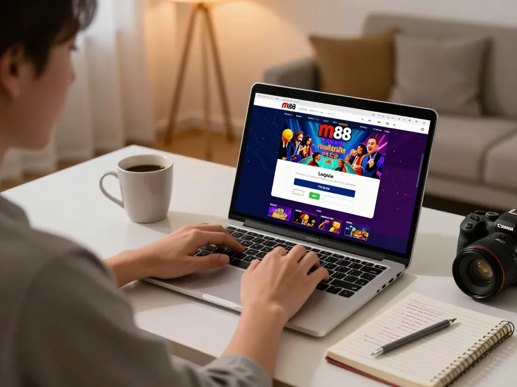 Engaging in online gaming with m88 malaysia login at home, focusing on strategy and play.
