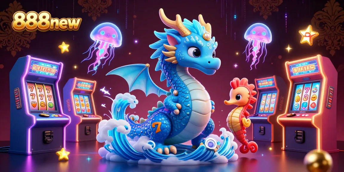 Experience thrilling gaming action with 888new's vibrant ocean-themed one-of-a-kind casino illustration.