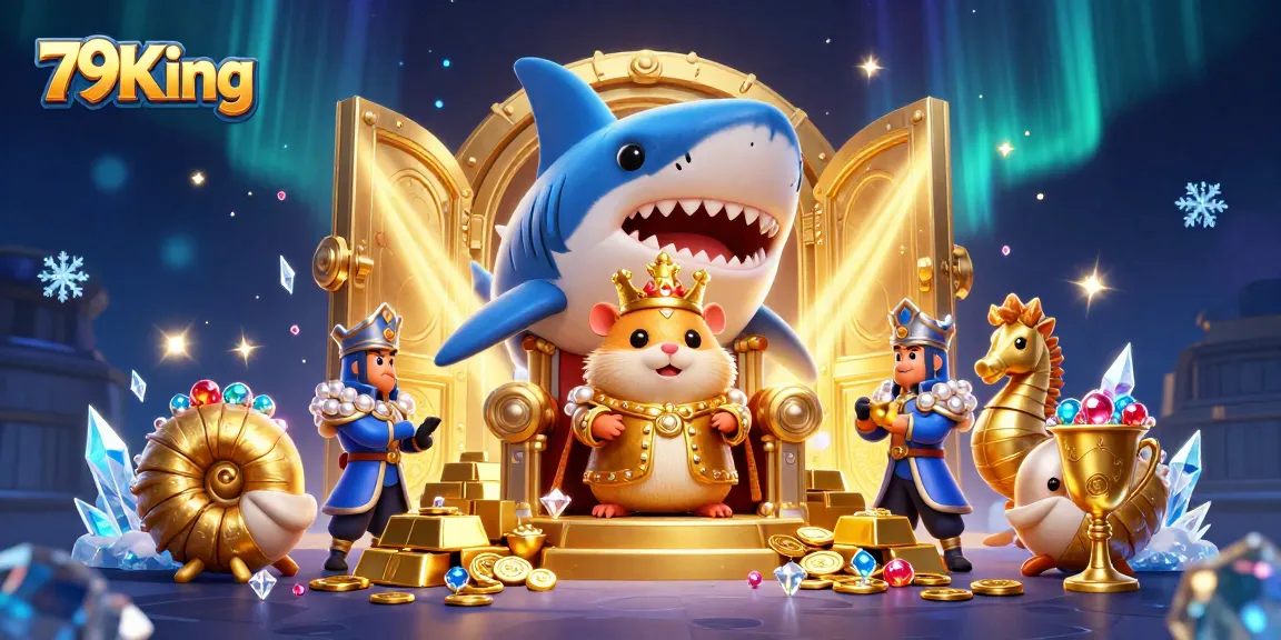 Experience the excitement of 79King with a vibrant 3D casino illustration featuring unique gaming icons.