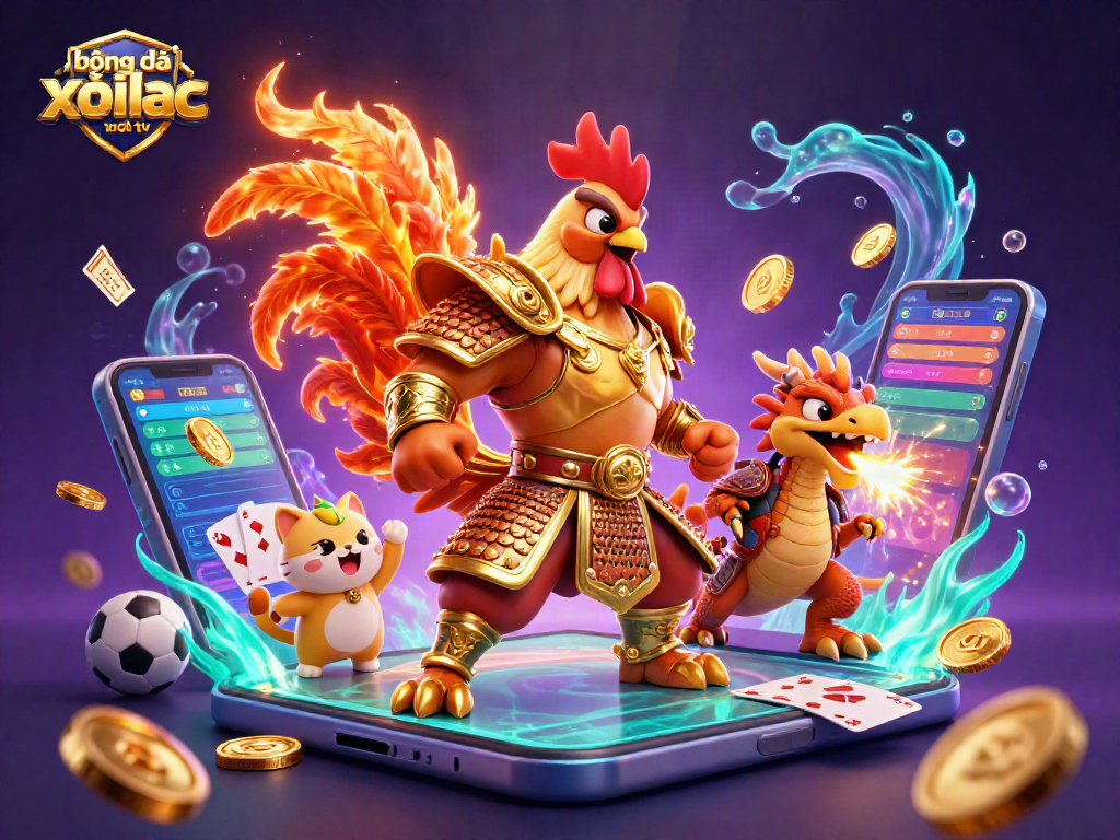 Bóng đá trực tuyến xoilac tv showcases dynamic sports betting action with vibrant characters and gameplay elements.
