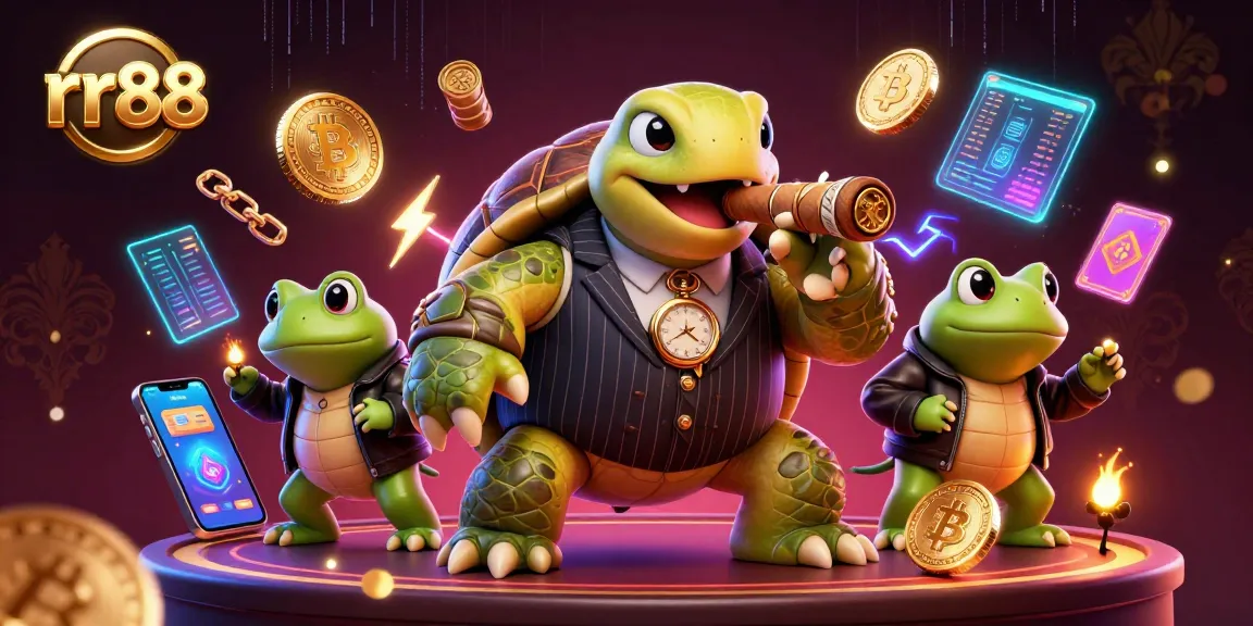 Experience thrilling casino action at rr88 with vibrant characters and crypto elements.