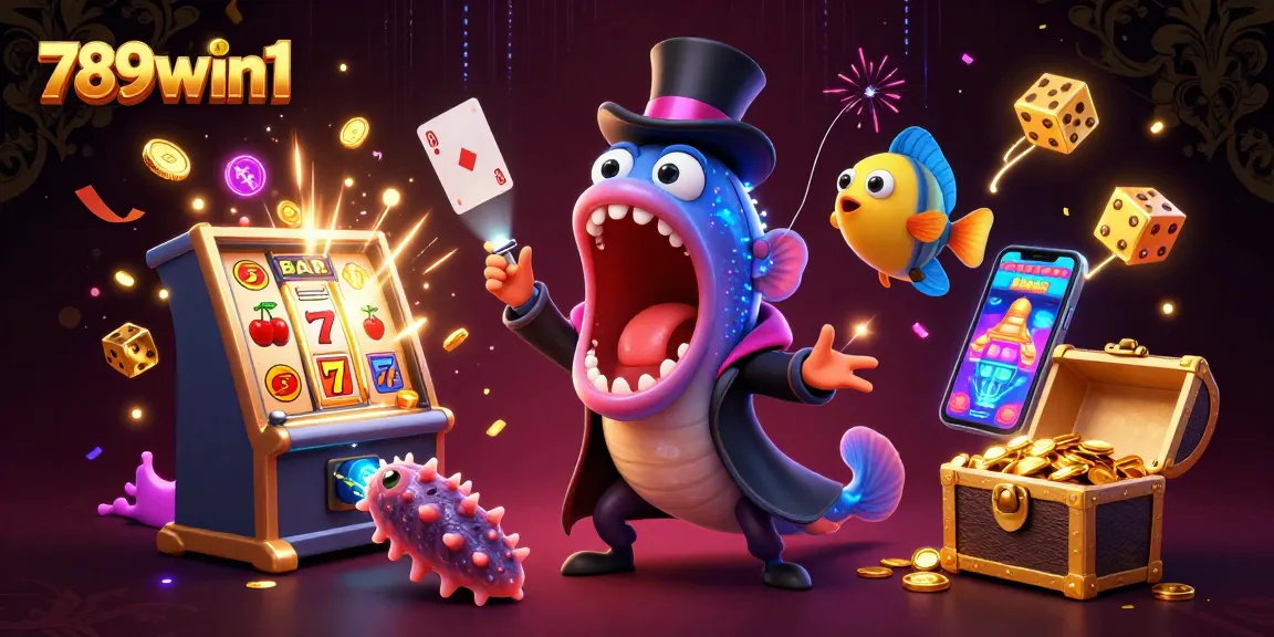 Experience exciting wins at 789win1 with a magic show scene featuring vibrant casino elements.