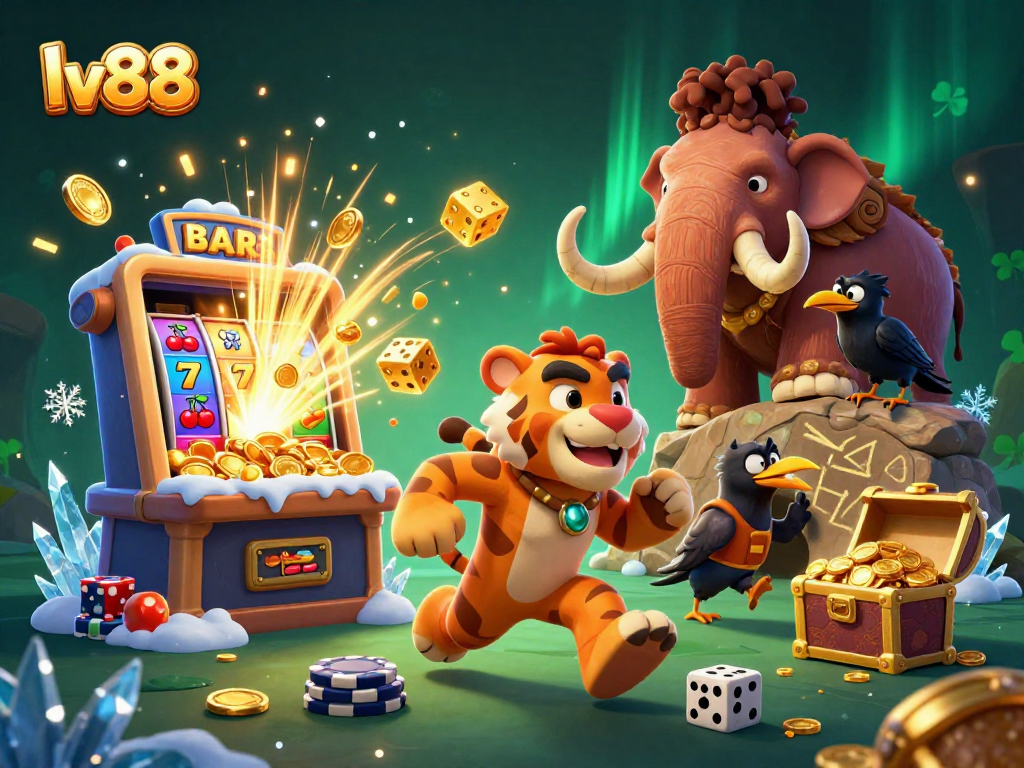 Enhance your gaming experience at lv88 with vibrant casino action, featuring animated characters and thrilling jackpot elements.