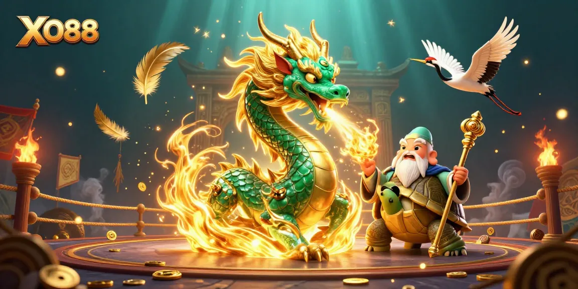 Engage with exciting adventures at XO88, featuring dynamic elements of luck and chance in a vibrant casino-themed scene.