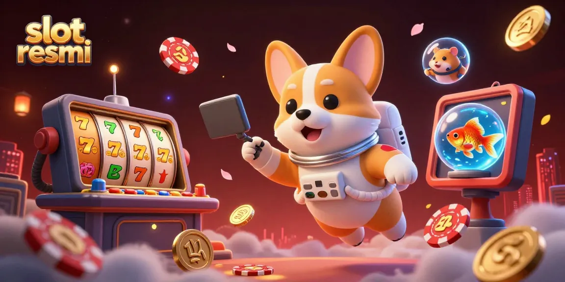 Experience thrills with slot resmi as a corgi floats in a cosmic casino surrounded by golden coins.