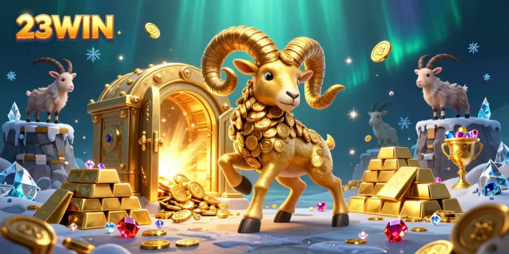Experience thrilling gaming adventures at 23WIN with vibrant gold animations and engaging characters.