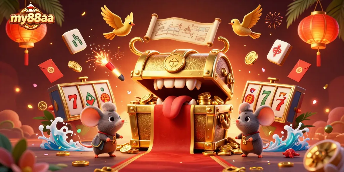 Experience thrilling jackpots at my88aa with vibrant casino-themed 3D illustration.